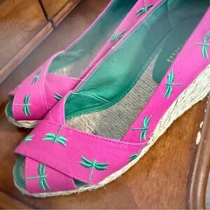 Ralph Lauren Pink Espadrilles with Green Embroidery